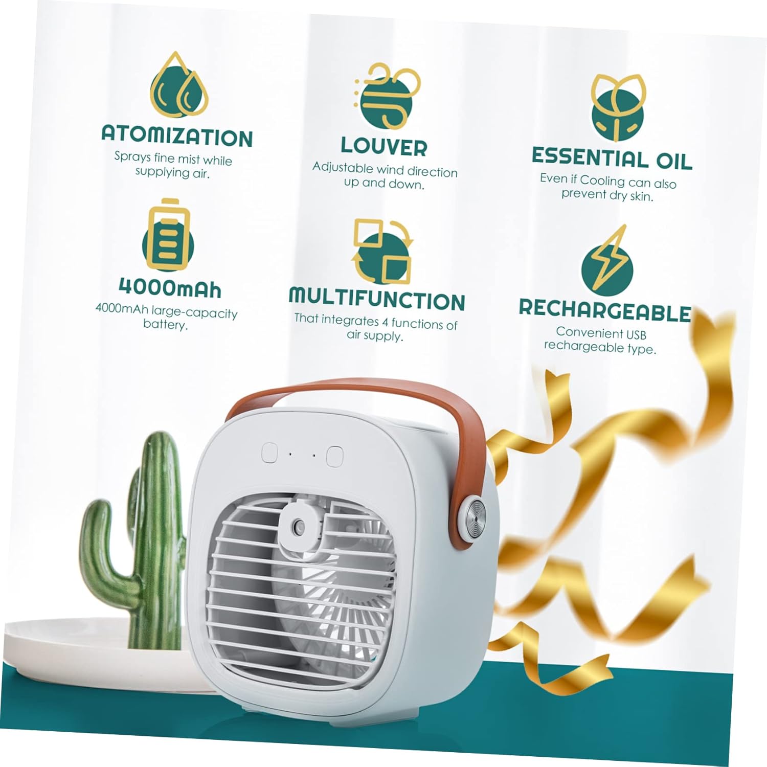 Cabilock 1 Set Desktop Fan Portable Air Cooling Unit Handheld Car USB Tabletop for Cooler Humidifiers Mist Air Conditioner Conditioning Unit Small Fan Portable Fans White Abs