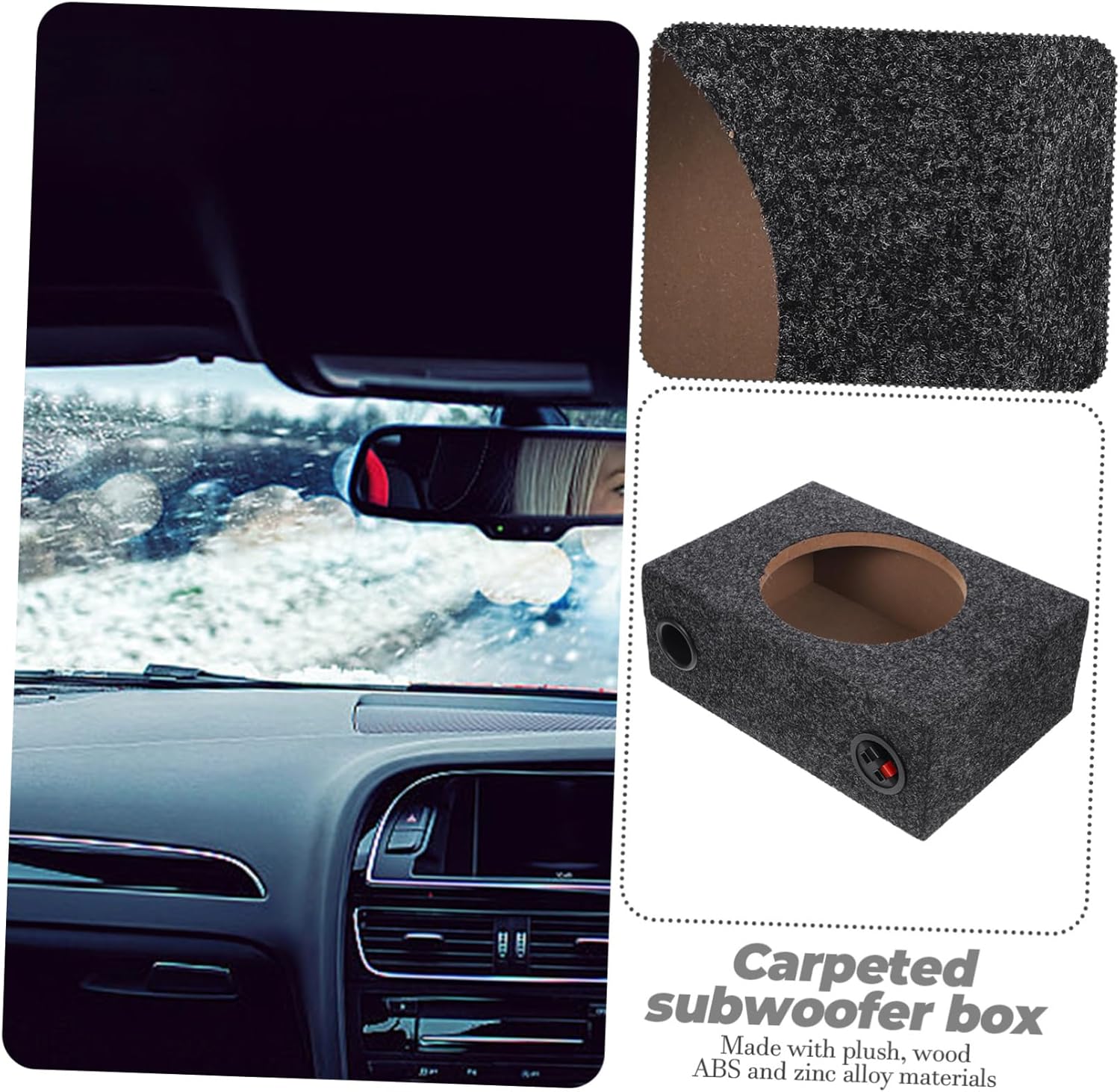 Unomor Car Subwoofer Enclosure Sealed Carpeted Sub Box Enhance Bass Performance Fitment