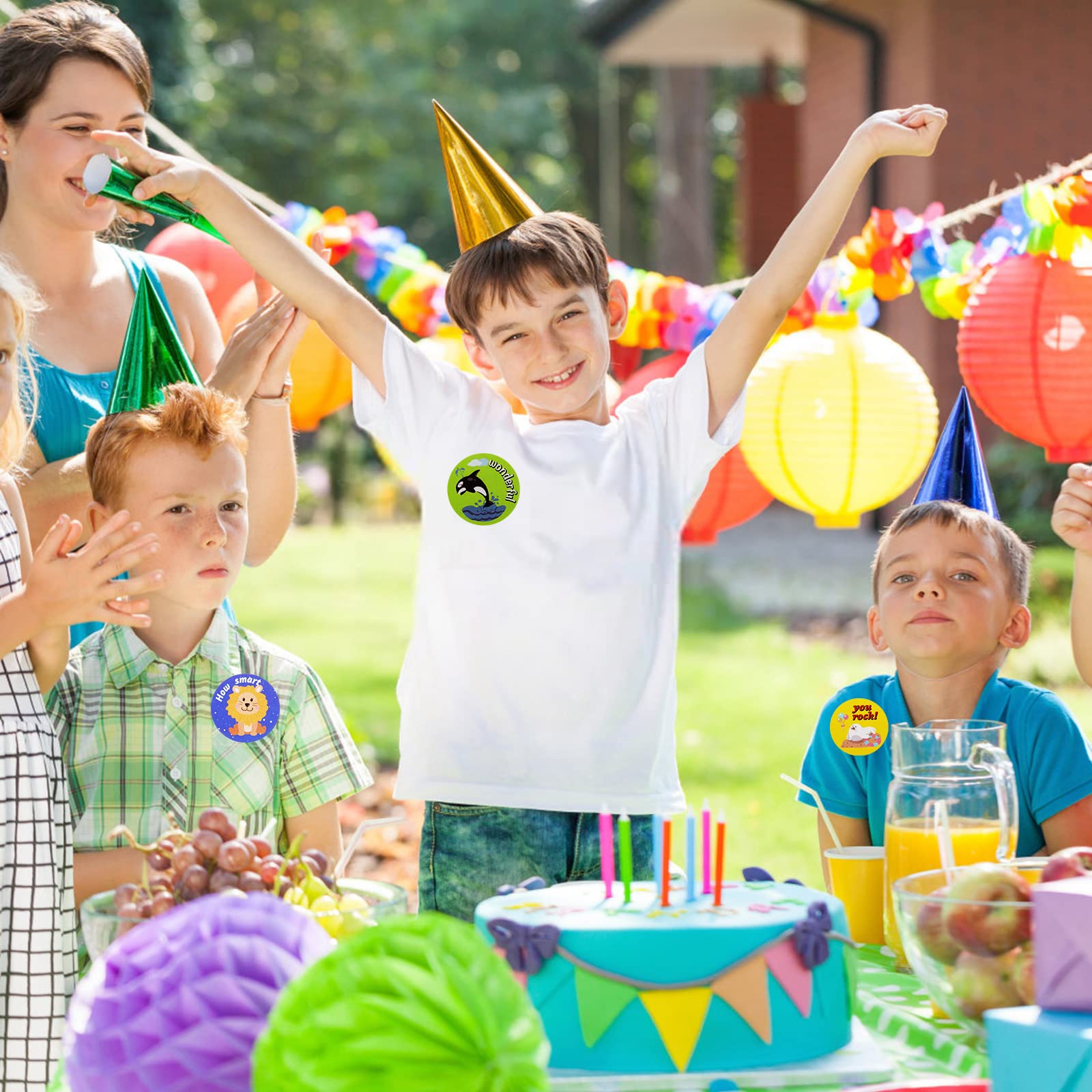 1000 calcomanías de animales para niños, lindas calcomanías motivacionales para niños, profesores, aula, escuela, 16 diseños de calcomanías de recompensa (1 pulgada/2 rollos)