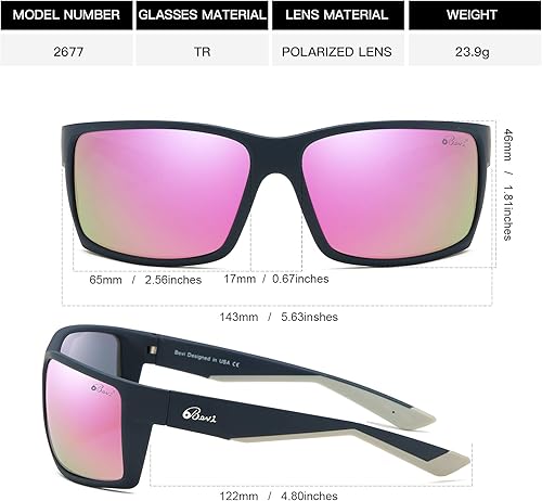 Miniatura 8 de Bevi Gafas de sol deportivas polarizadas con montura TR 90 con bisagras de resorte para hombres y mujeres, ciclismo, correr, béisbol
