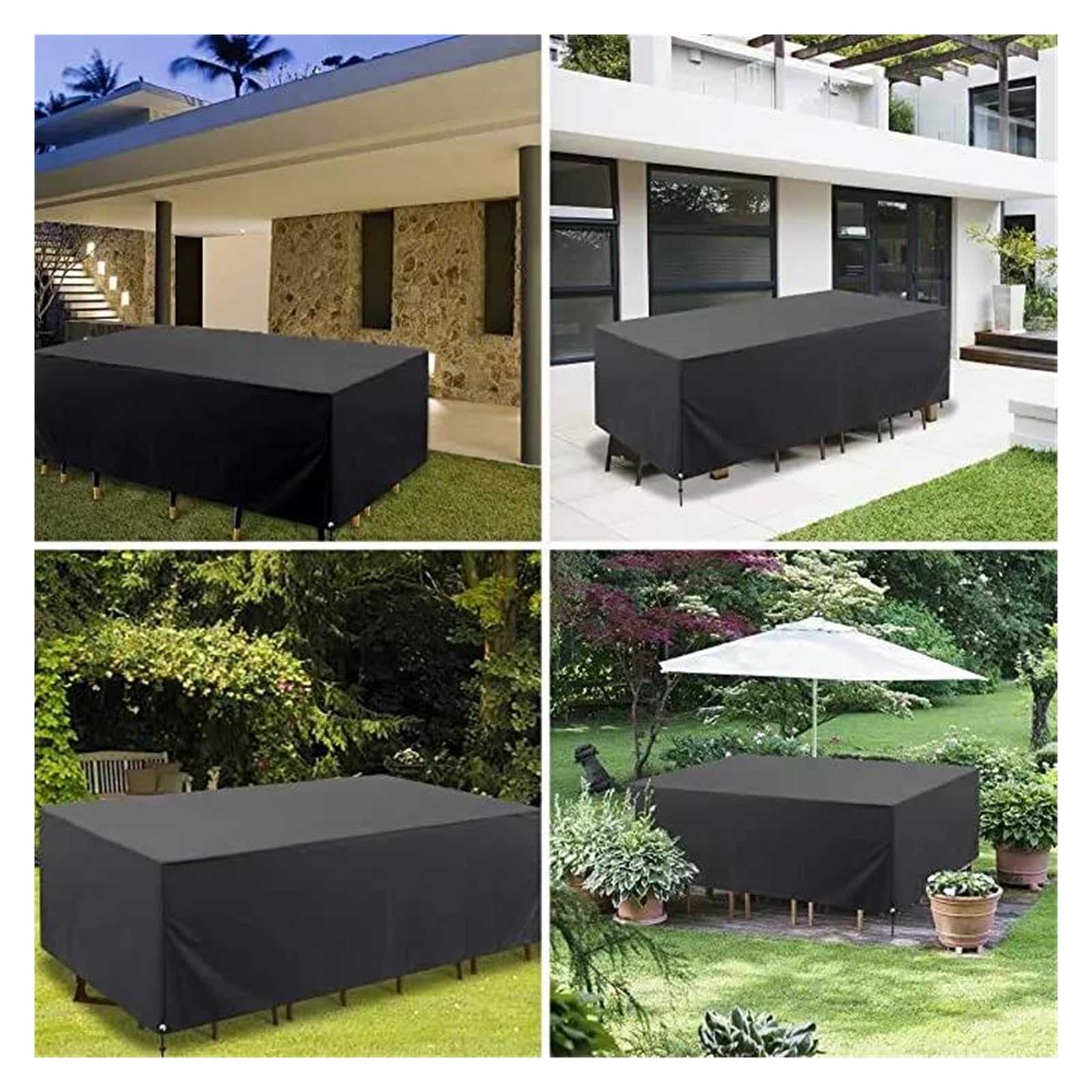 Meubelhoes waterdicht Patio Tuin Tuinmeubelhoezen Regen Sneeuw UV-Blok Voor Bank Tafel Stoel Stofdichte Hoes(Zwart,190x117x61cm