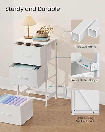Vista 6 de SONGMICS Cajonera para dormitorio, cómoda de madera, acero, MDF, 3 cajones de tela no tejida, unidad organizadora de almacenamiento, armario