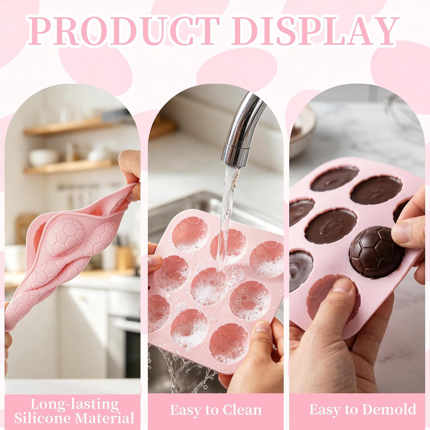 9-Cavity Silicone Football Chocolate Mold Set of 2 Chocolate Molds Baking Supplies for Cupcake Topper Decoration Chocolate Candy
