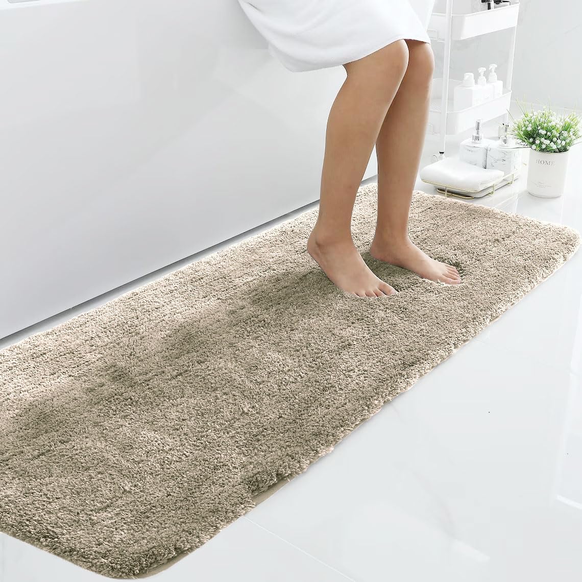 LUXE HOME INTERNATIONAL Microfiber Runner Super Soft Non Slip Vegas Rugs for Bedroom (2X5 Ft, Beige) Pack of 1-picture-12