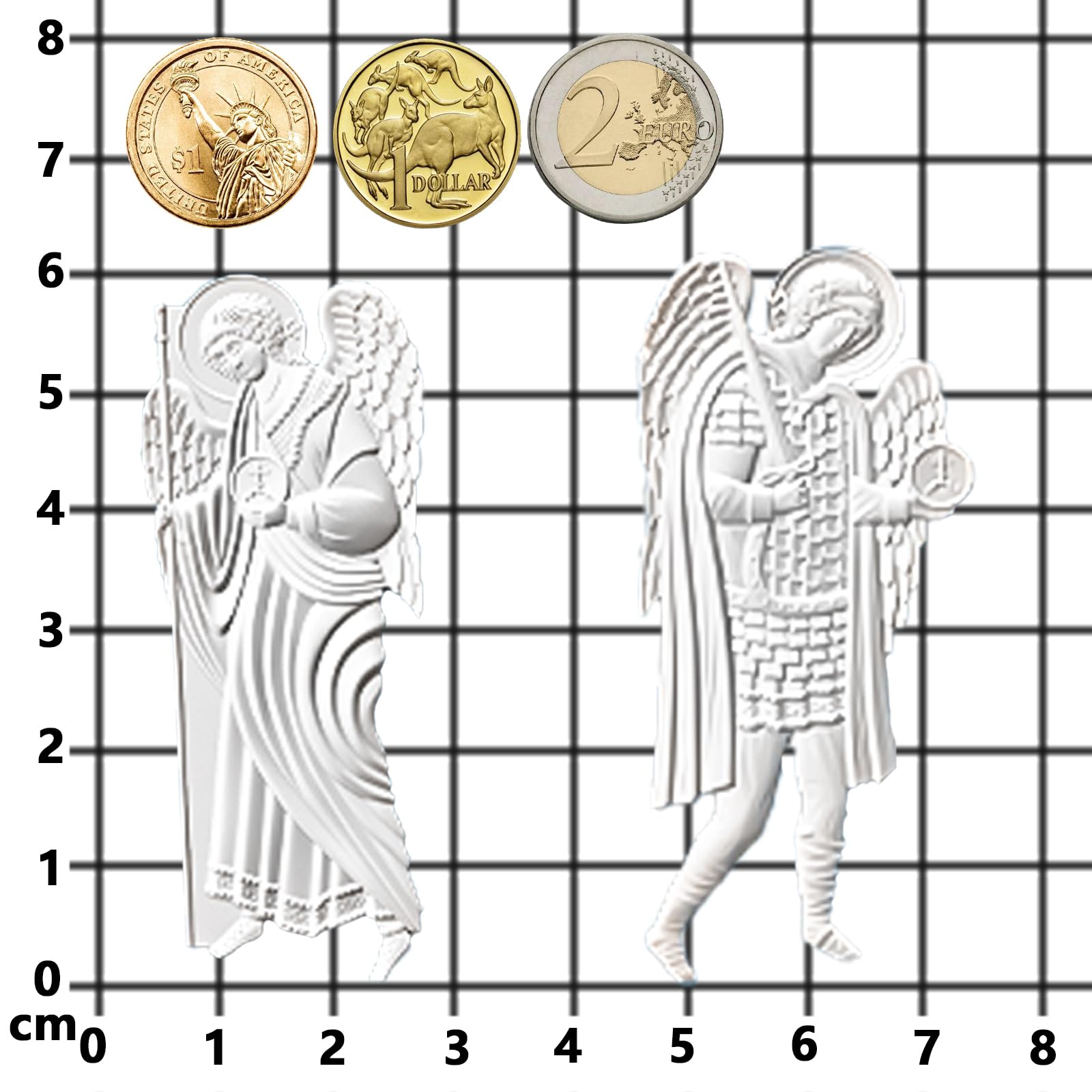 Art Molds for Polyclay Air Dry Clay Plaster 2 Carved Archangel Symbols - Image 3