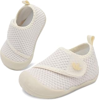 FEETCITY Wide Toe Baby First Walking Shoes - Lightweight Breathable Slip-On Infant Sneakers for Toddlers