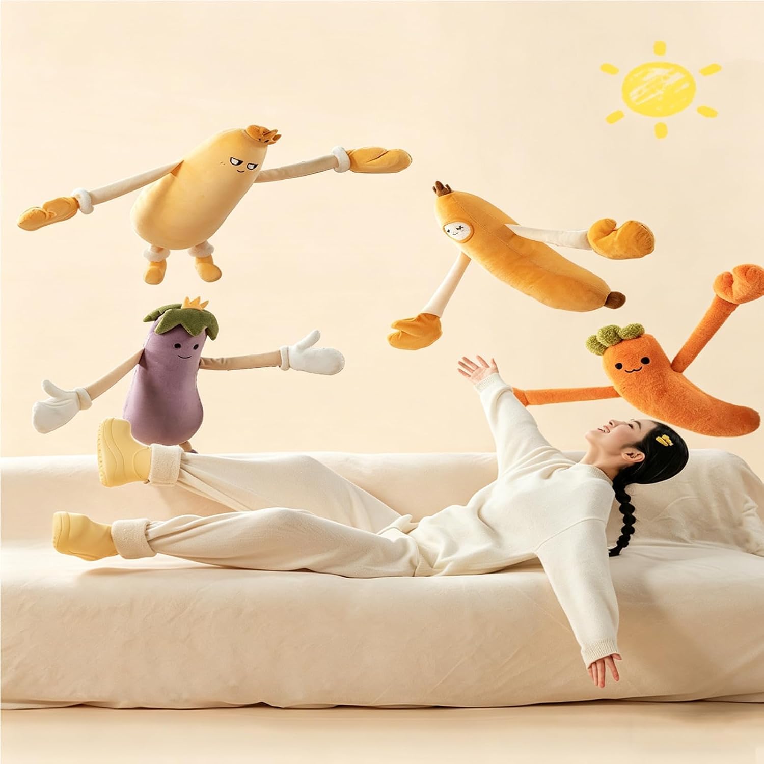 Mango Shaped Hugging Pillow,Soft Plush Material,Built-in Bluetooth Recording,Heating Function,Patting Pillow for Adults,for Couch Bed Sofa Nap,Thoughtful Gift for Women Men (95cm)