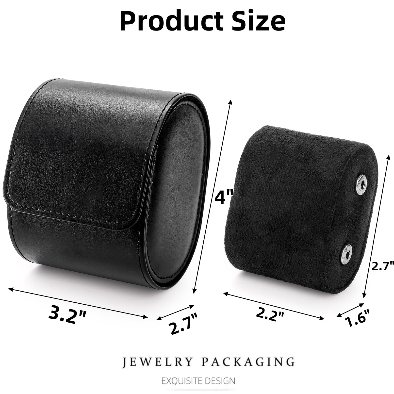 Covzoe Leather Travel Watch Case, Single Watch Gift Box with Pillow, Portable Jewelry Watch Storage Roll Organizer Carrying Case for Display, Men, Women, Luxury Black