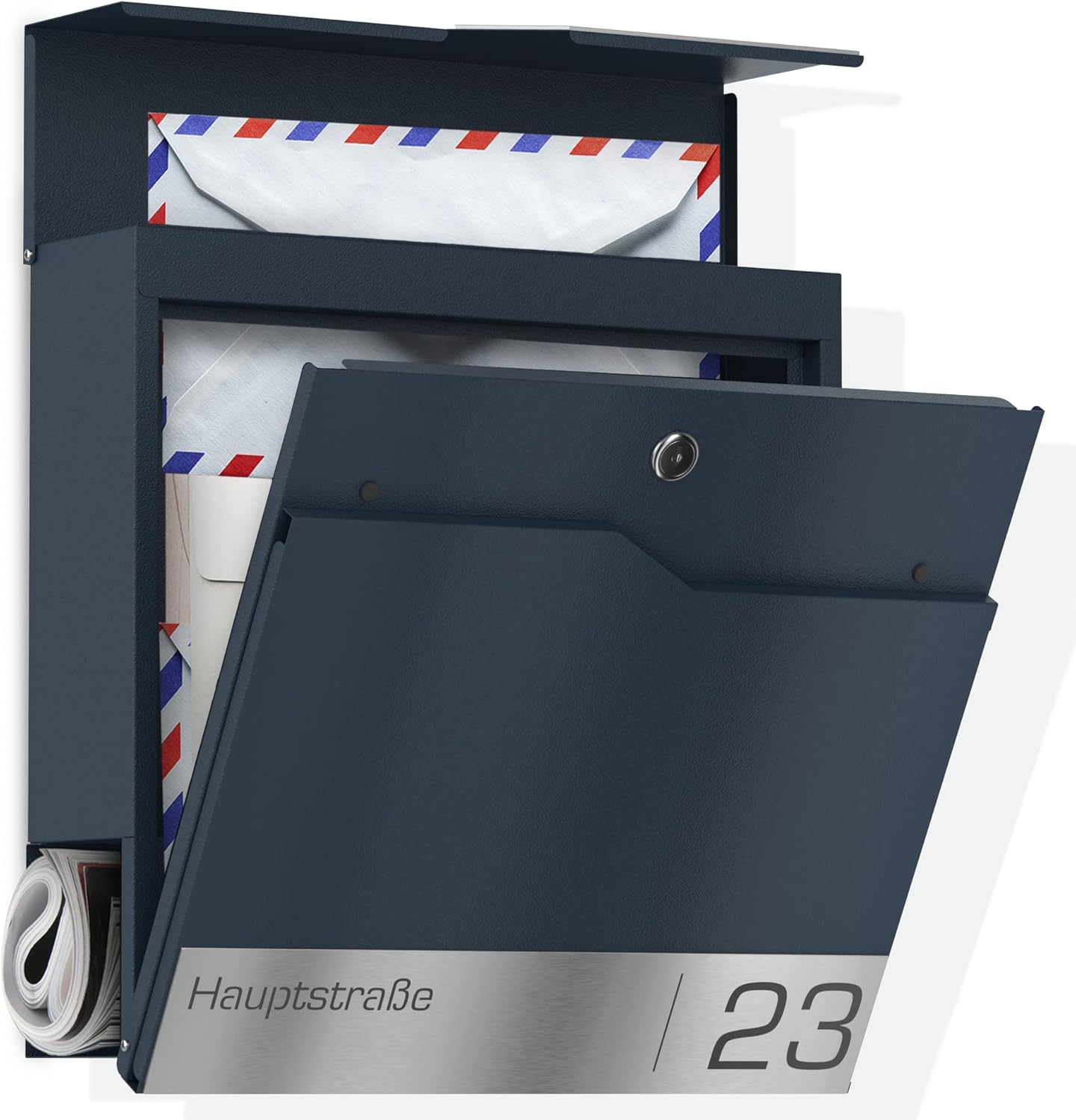 Boite Aux Lettres Design Murale Compartiment Journal Acier Inoxydable Anthracite - La Poste
