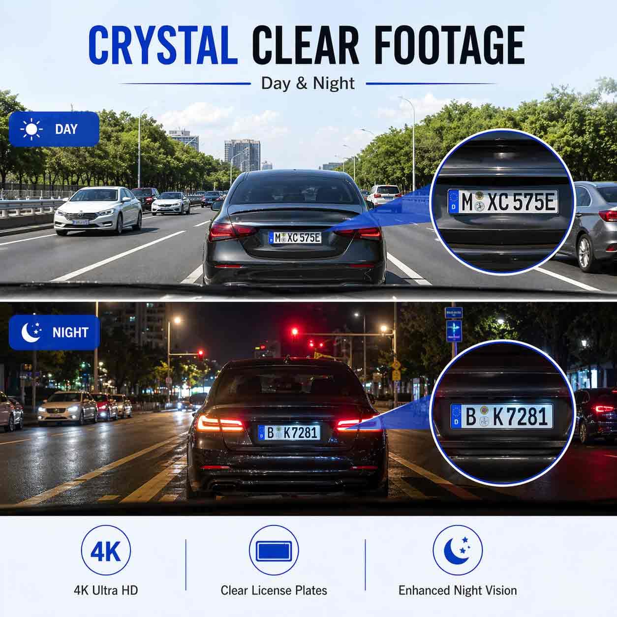 Dash Cam 2K+1080P, dopasowana do Jeep Renegade 2017-2019