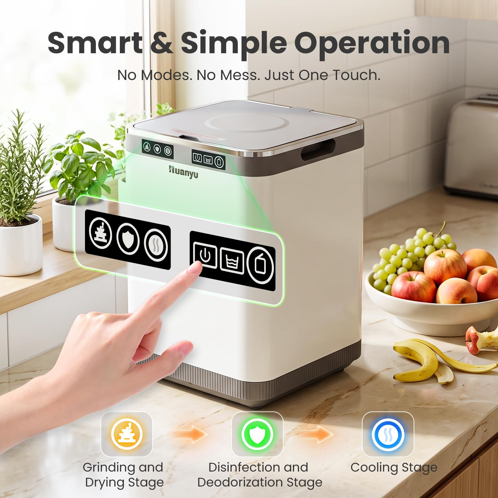 Huanyu Compostador eléctrico de Cocina de 4 litros