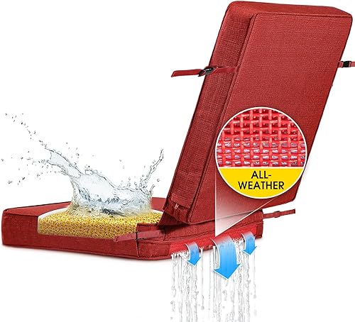 SUNROX DryFast Foam FadeShield - Juego de cojines para asientos profundos resistentes al agua, para todo tipo de clima, 18 x 37 x 3 pulgadas, color