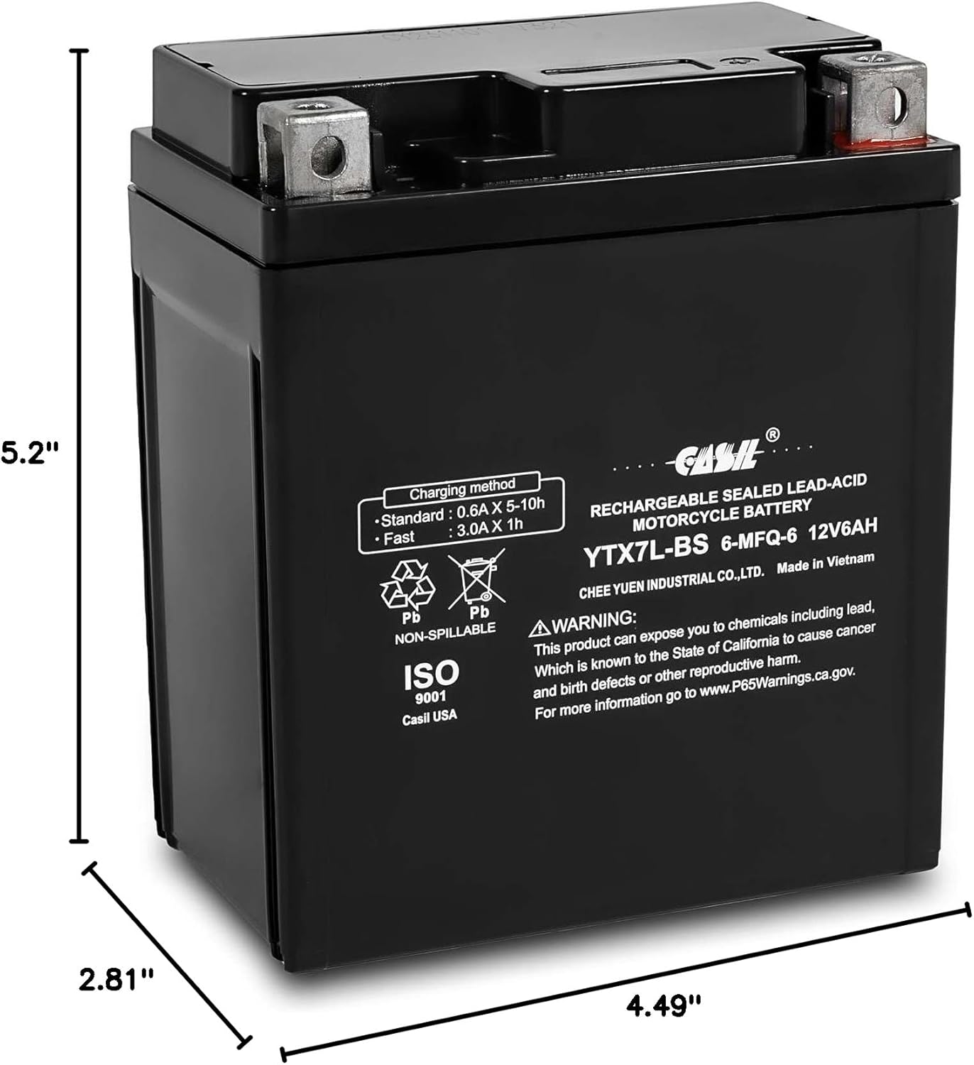 YTX7L-BS AGM BATTERY Replacement for PIAGGIO - 150CC Primavera, Sprint 2014-2020