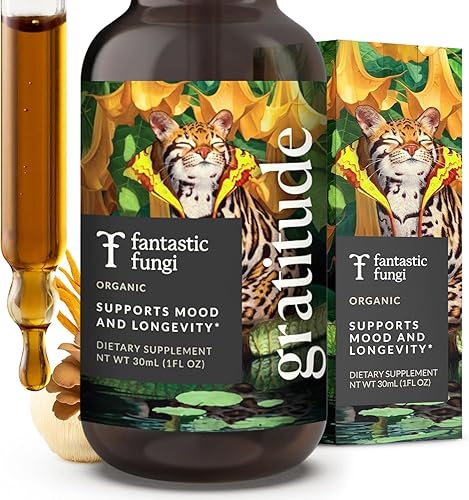 Fantastic Fungi Gotas de hongo de gratitud Apoya el estado de ánimo la inmunidad la longevidad Suplemento líquido orgánico