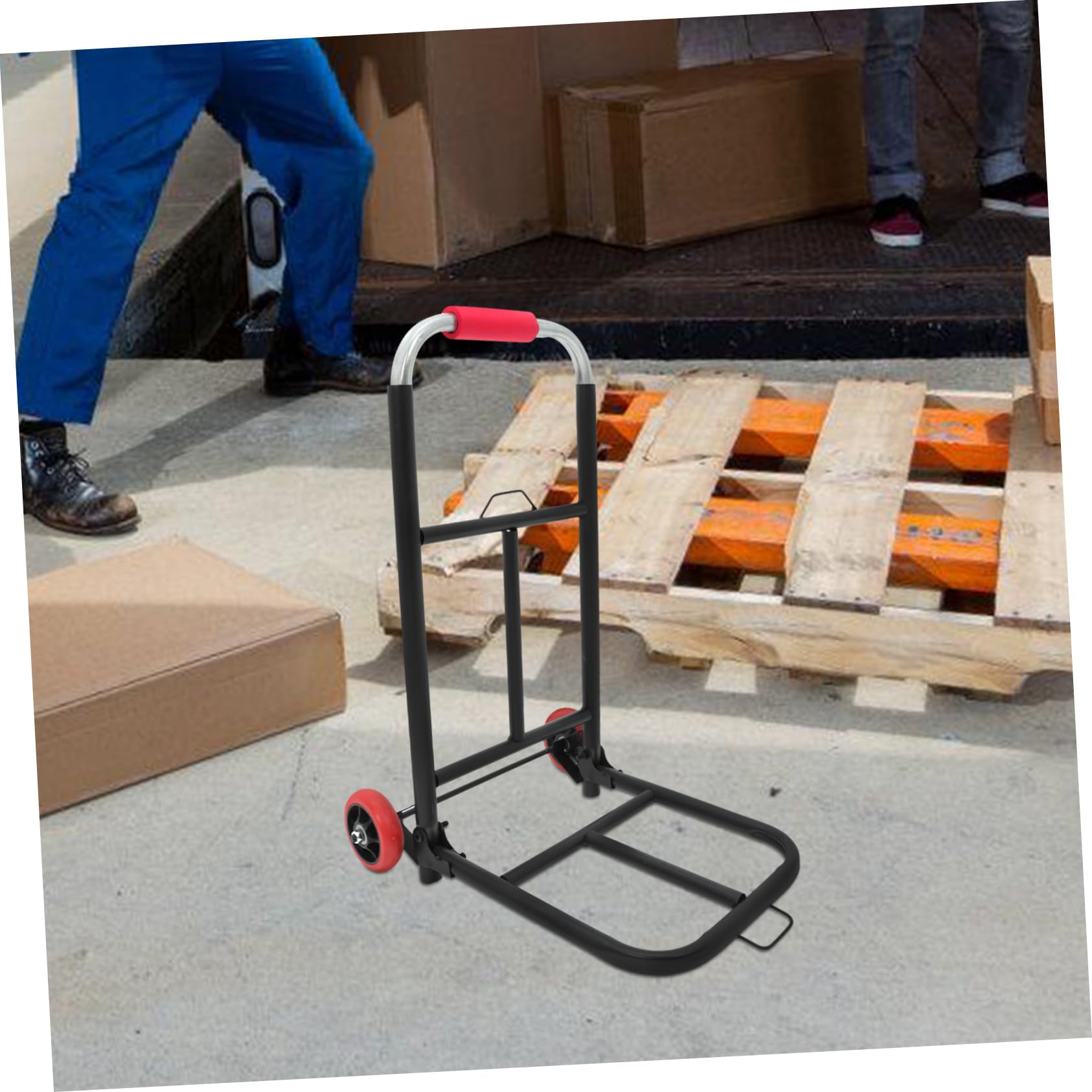 Carrello Portabagagli Pieghevole Nero in Ferro e Pu, 35kg | Manico Regolabile, Comfort Ergonomico, Uso Versatile, per Spesa e Pacchi