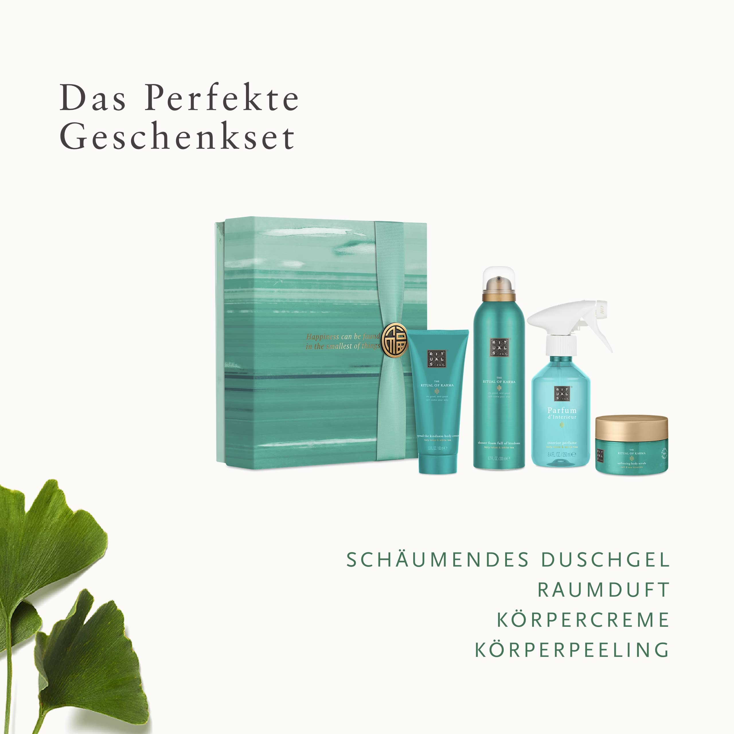 RITUALS Soothing Routine Geschenkset aus der The Ritual of Karma Serie, Set aus: Duschschaum, Parfum d'Intérieur, Körpercreme, Körperpeeling mit Salz, 1108677, Andere