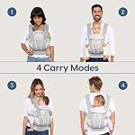 Ergobaby Toutes les positions de charge SoftTouch Porte-bébé en coton avec support Lombaire amélioré (7-45 lb), Omni Dream, Onyx Black
