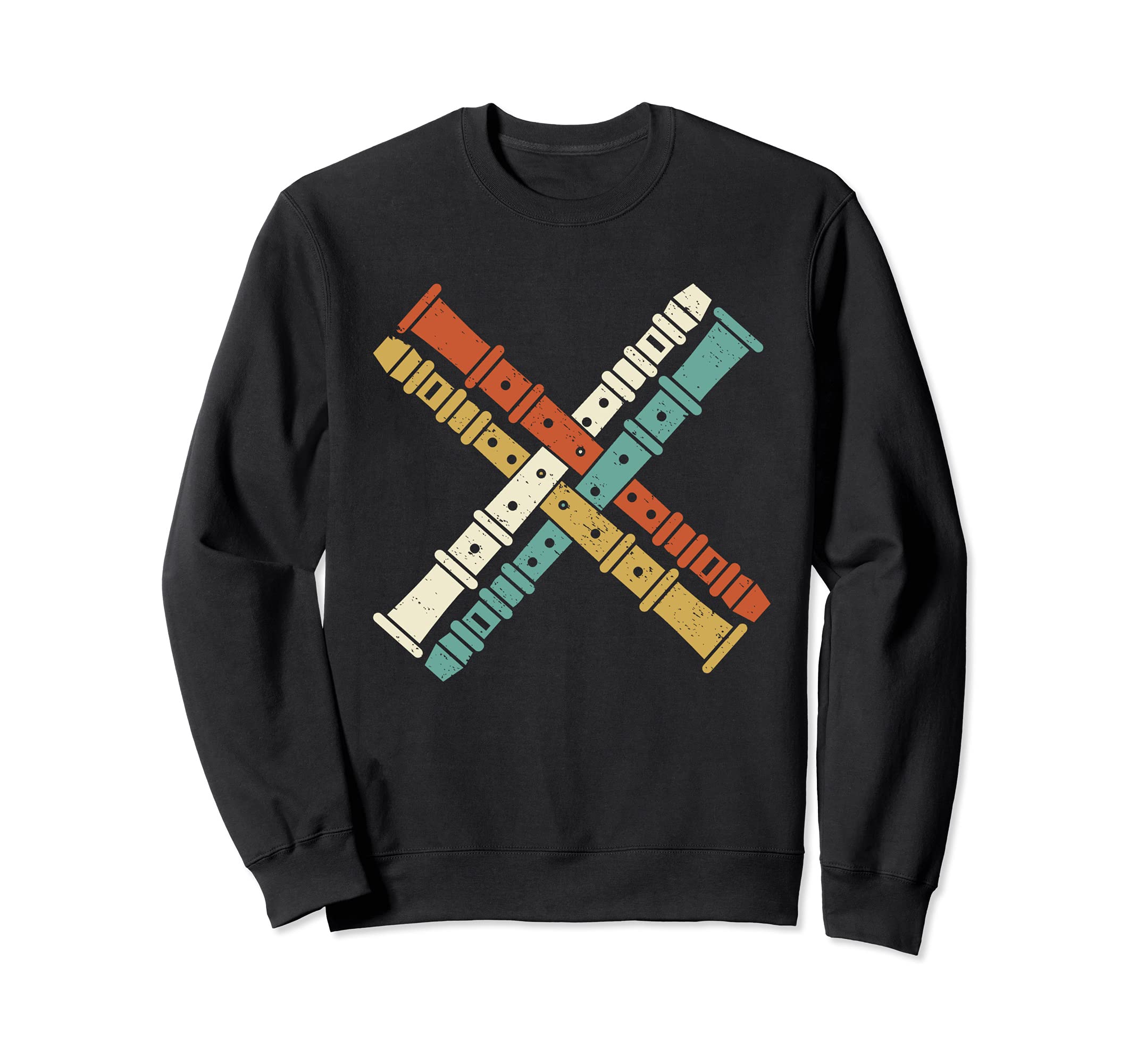 Vintage Flute Player Graphic Flutist Retro Sweatshirt