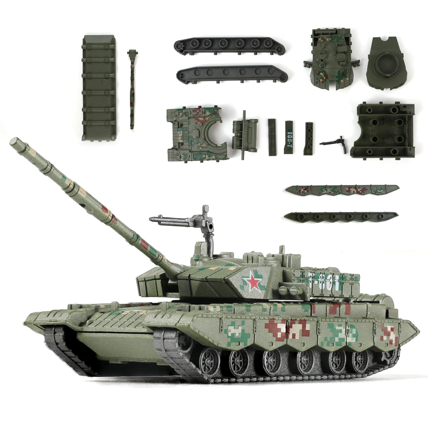 SEBUNAS 1/72 Scale Type 99 Military Tank Quick Build Model China Armored Vehicle Type 99 Main Battle Tank Building Model Gift for Adults and Kids (13PCS)