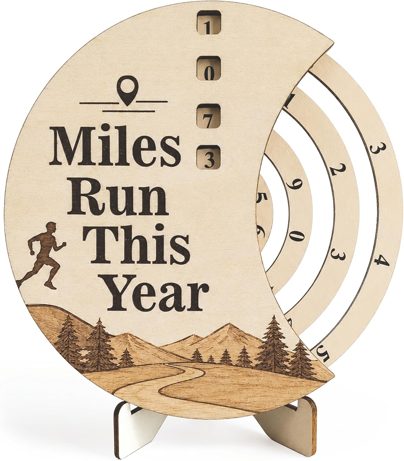 Running Log Mile Tracker, Wooden Gift for Runners Women and Men