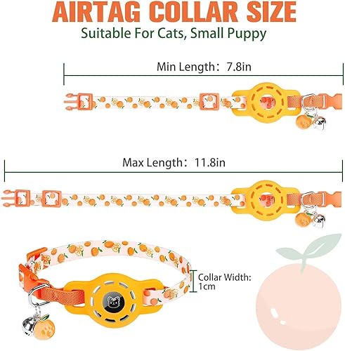 Miniatura 2 de BINGPET AirTag - Collar de gato con campanas, collar elástico de seguridad mejorado con soporte para collar de gato Airtag, collares de gato