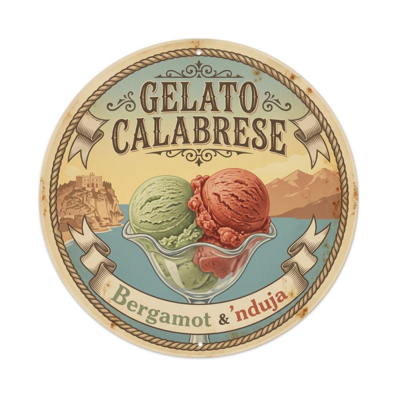 Gelato Ice Cream Heritage Diner Creamery Culture Metal Tin Sign