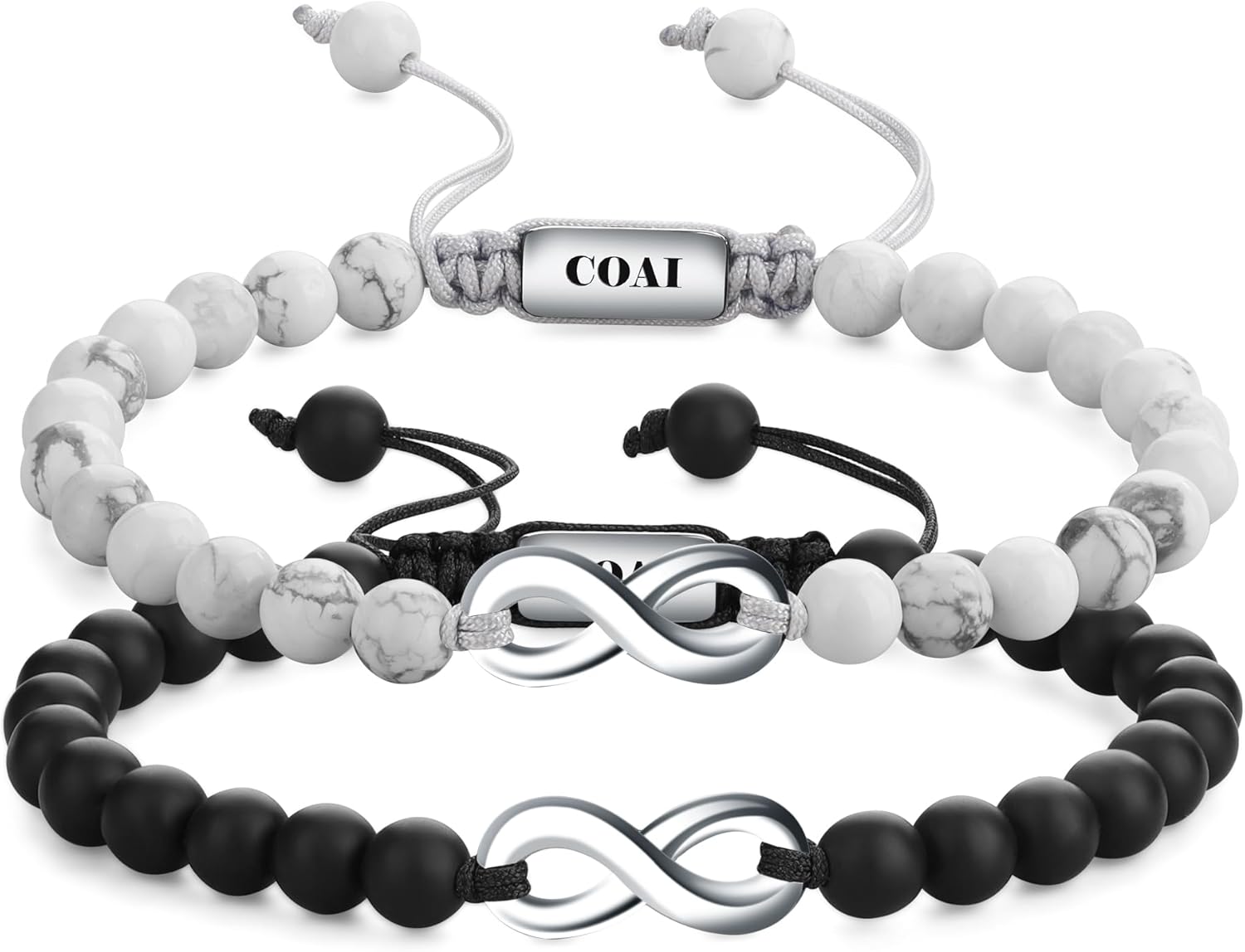 COAI His and Hers Bracelets, Stone Beaded Infinity Bracelets for Couples
