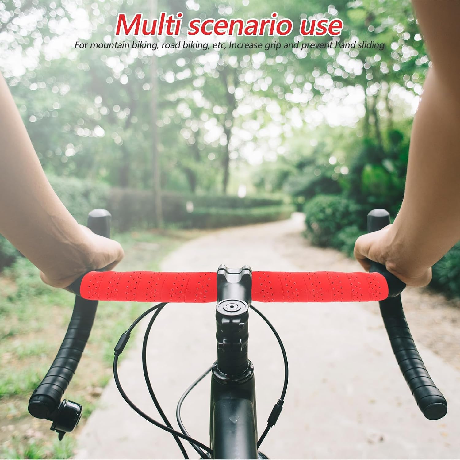 Road Bike Handlebar Tape 1 Pair Red Non-Slip Shock Absorbing Bike Grips Tape Cycling Accessories for Long Rides