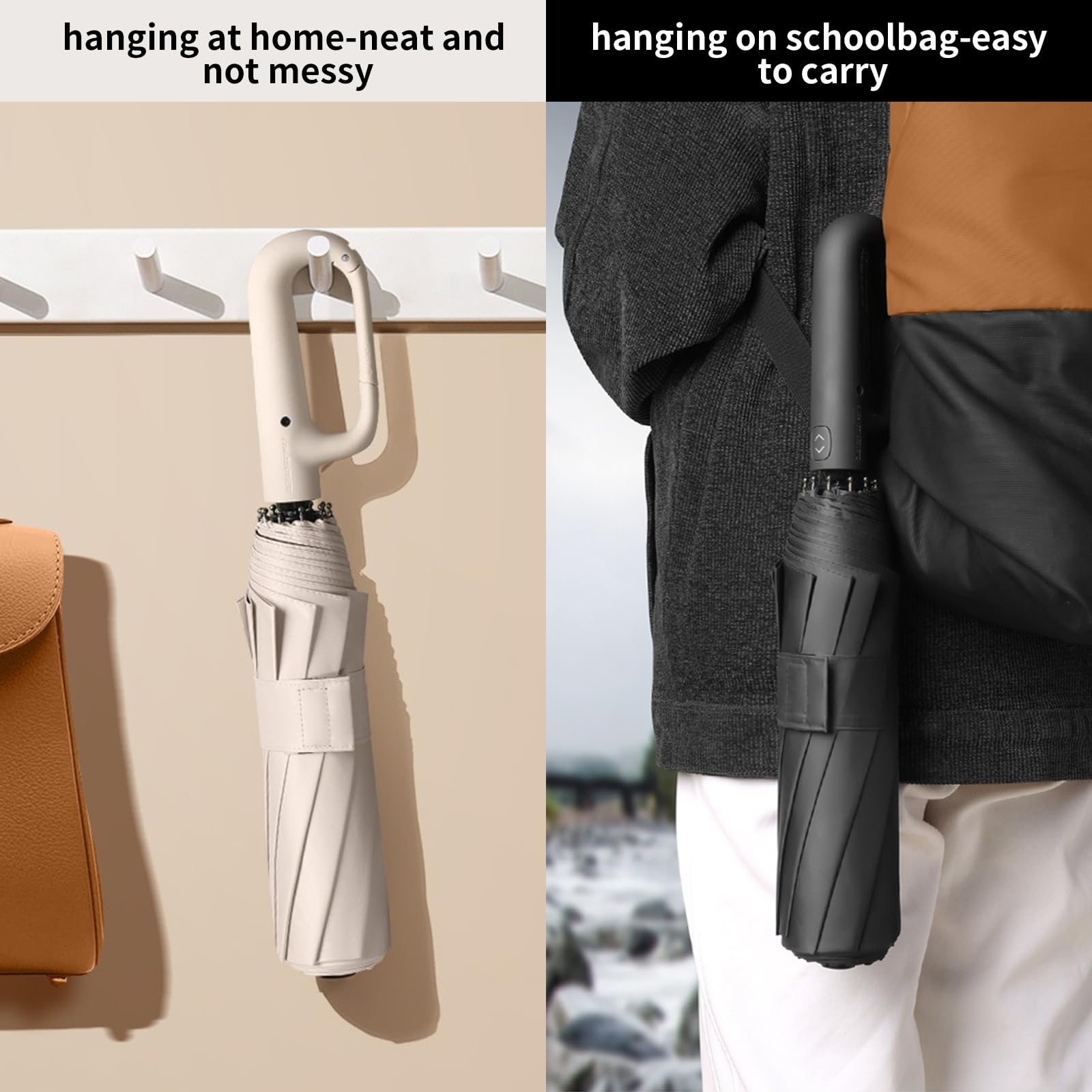 Paraguas de golf plegable de viaje con 10 varillas de apertura y cierre automático, mochila portátil ligera para automóvil, para exteriores, sol/lluvia, protección UV 99, UPF 50, diseño 7