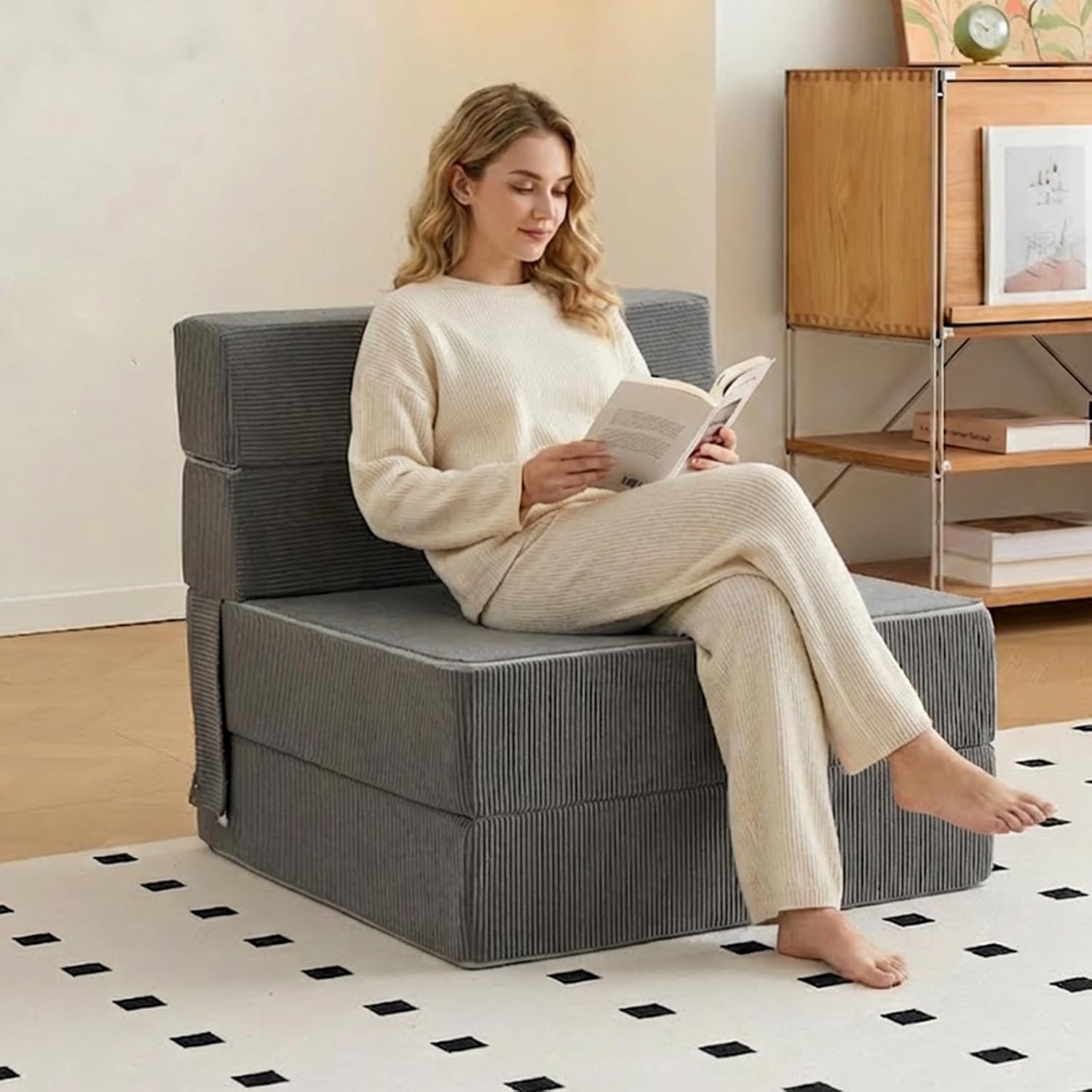 HJAHHSM Small Couch Boneless Futon Sleeper Sofa Bed Cloud Lounge Reading Chair