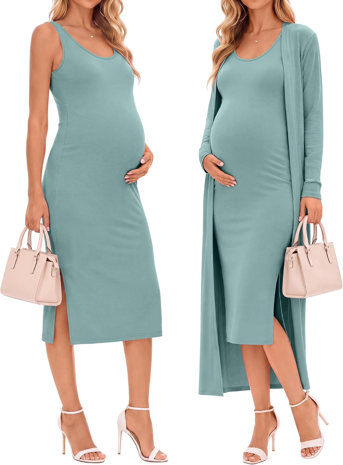 Huukeay 2 Piece Women Maternity Dress Set Baby Shower Outfit