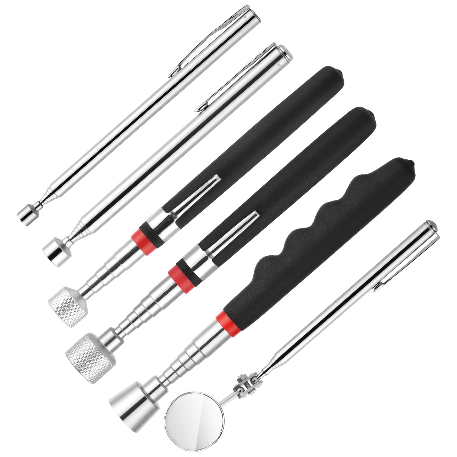 Flintronic 6PCS Recogedor Magnético Telescópico, Recogedor Magnético Telescópico, Herramientas Magnéticas Telescópicas con Punta de Imán, Extensible, para Tornillos, Tuercas y Pernos