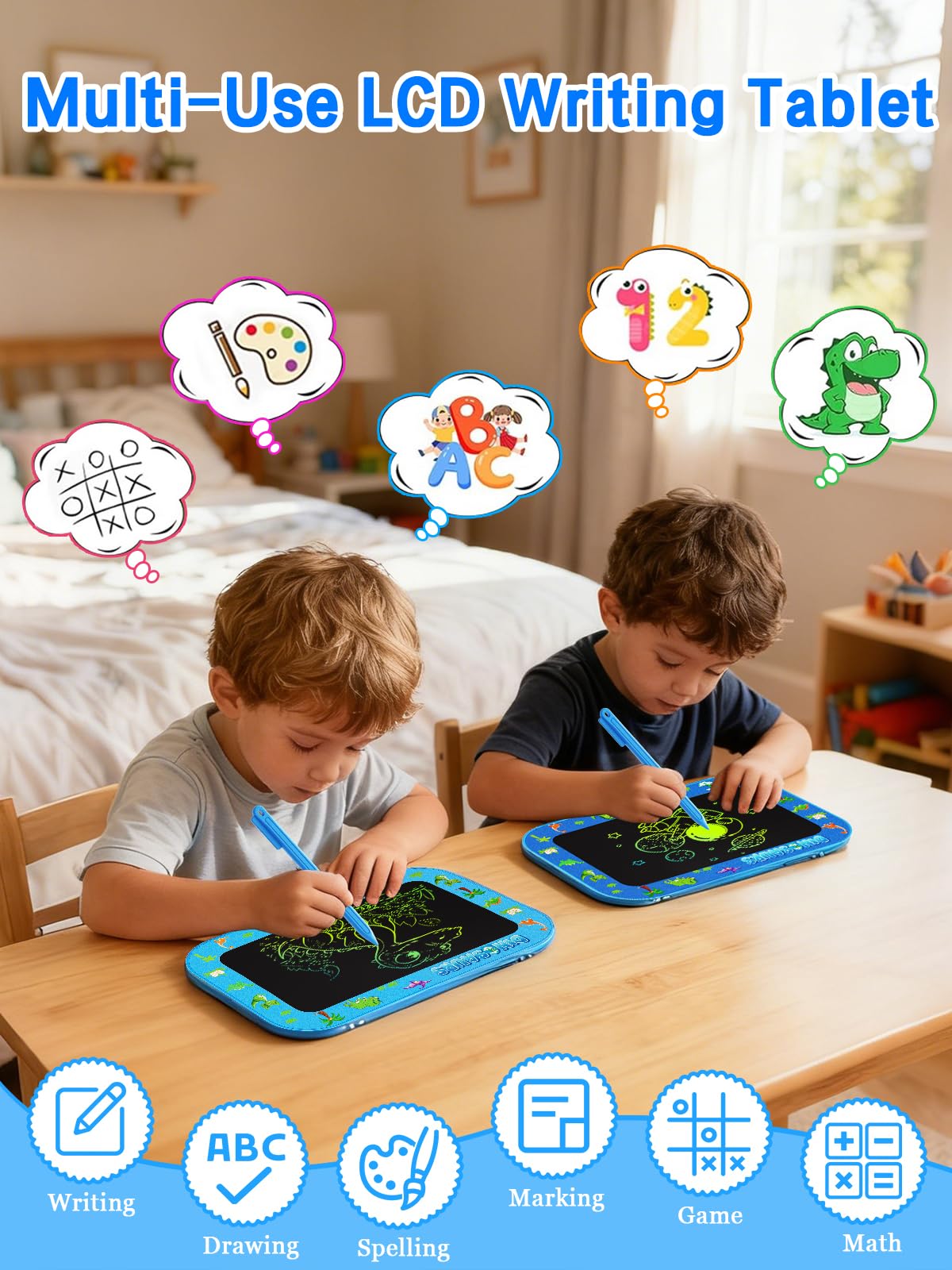 UZAHSK 2 Pack LCD Writing Board for Girls Boys Kids,10 Inch Colorful Toddler Doodle Board - Image 2