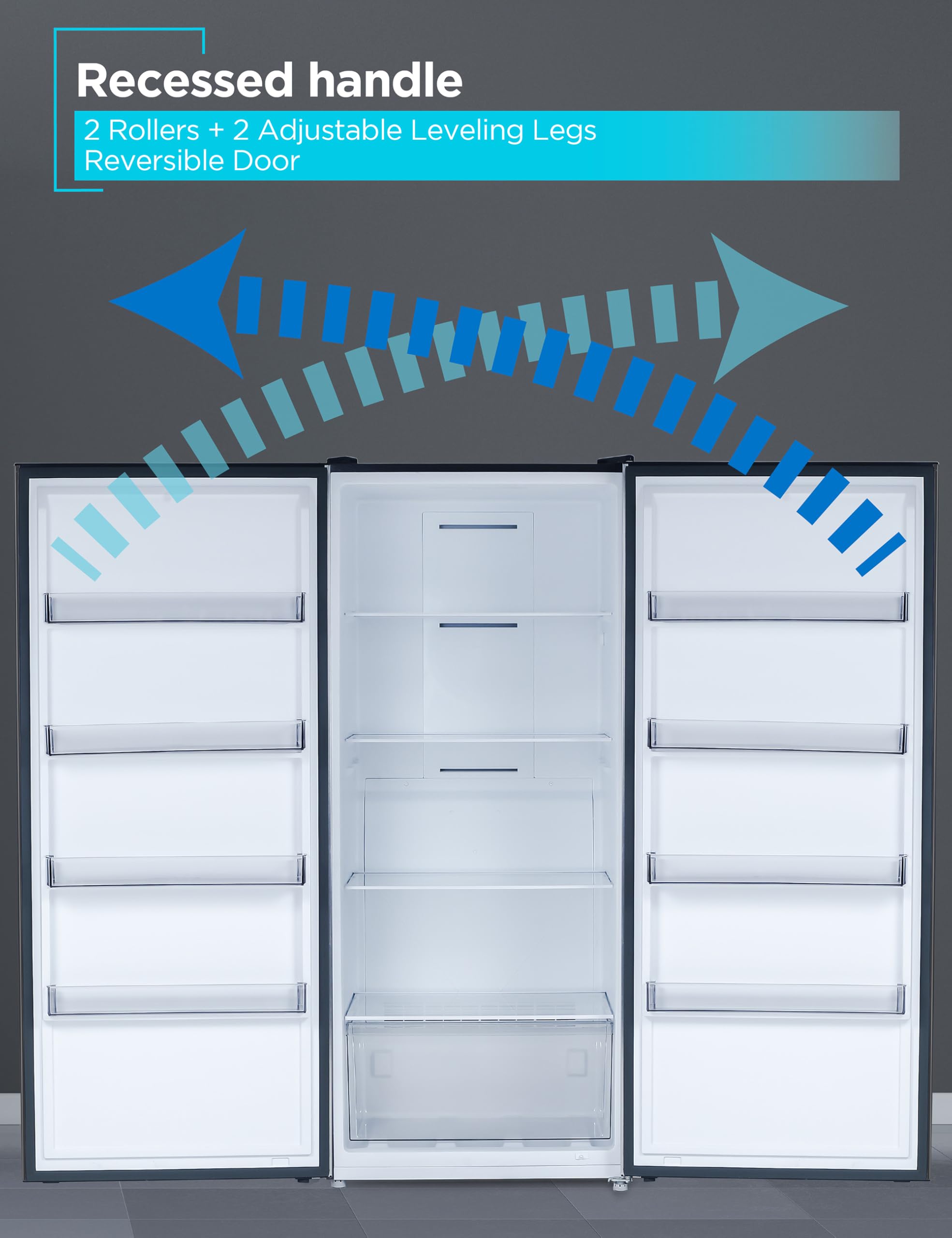 Black+Decker 21 Cu. Ft. Convertible Freezer Refrigerator, Upright Freezer Or All Fridge With Glass Shelves, Reversible Door, R600a Refrigerant, Energy Star Rated, Frost Free, Buc2100jb, Black on Fridge.com - View 6