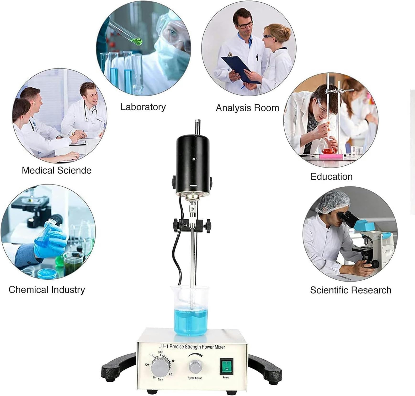Elektryczny mikser mieszadłowy, cyfrowy mikser laboratoryjny, regulowana wysokość 0-3000 obr./min, moc 100 W, timer 0-120 minut do mechanicznego mieszania w laboratoriach