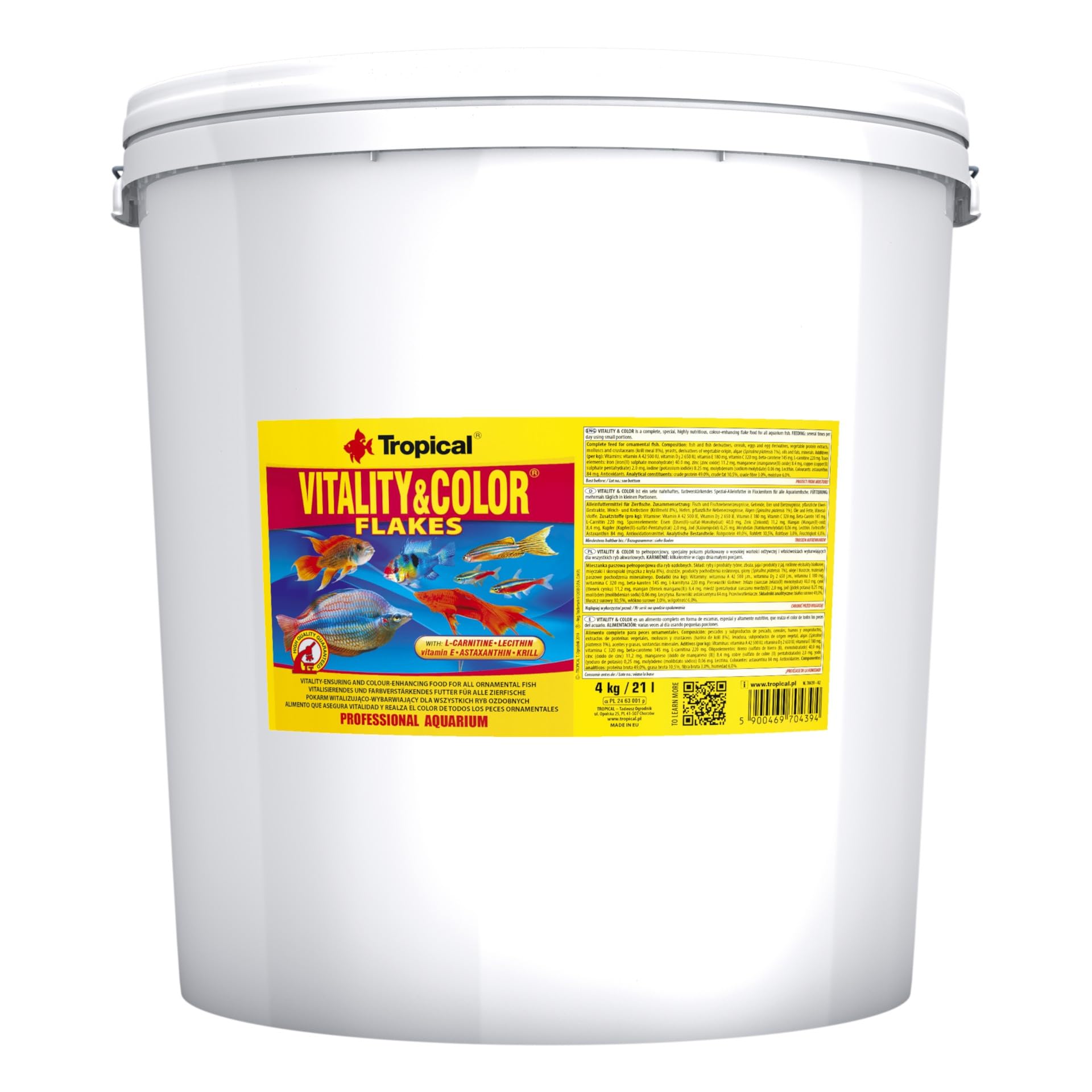 Tropical VITALITY&Color 21L / 4kg - Alimento Que asegura vitalidad y realza el Color de Todos los Peces Ornamentales