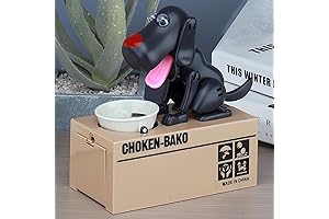 Robotic Coin Munching Pig Dog Piggy Bank, Black