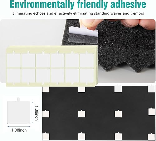 Miniatura 6 de Paquete de 4 paneles acústicos, paneles de pared de espuma insonorizados de 48 x 24 x 2 pulgadas, paneles de espuma de estudio de alta densidad con