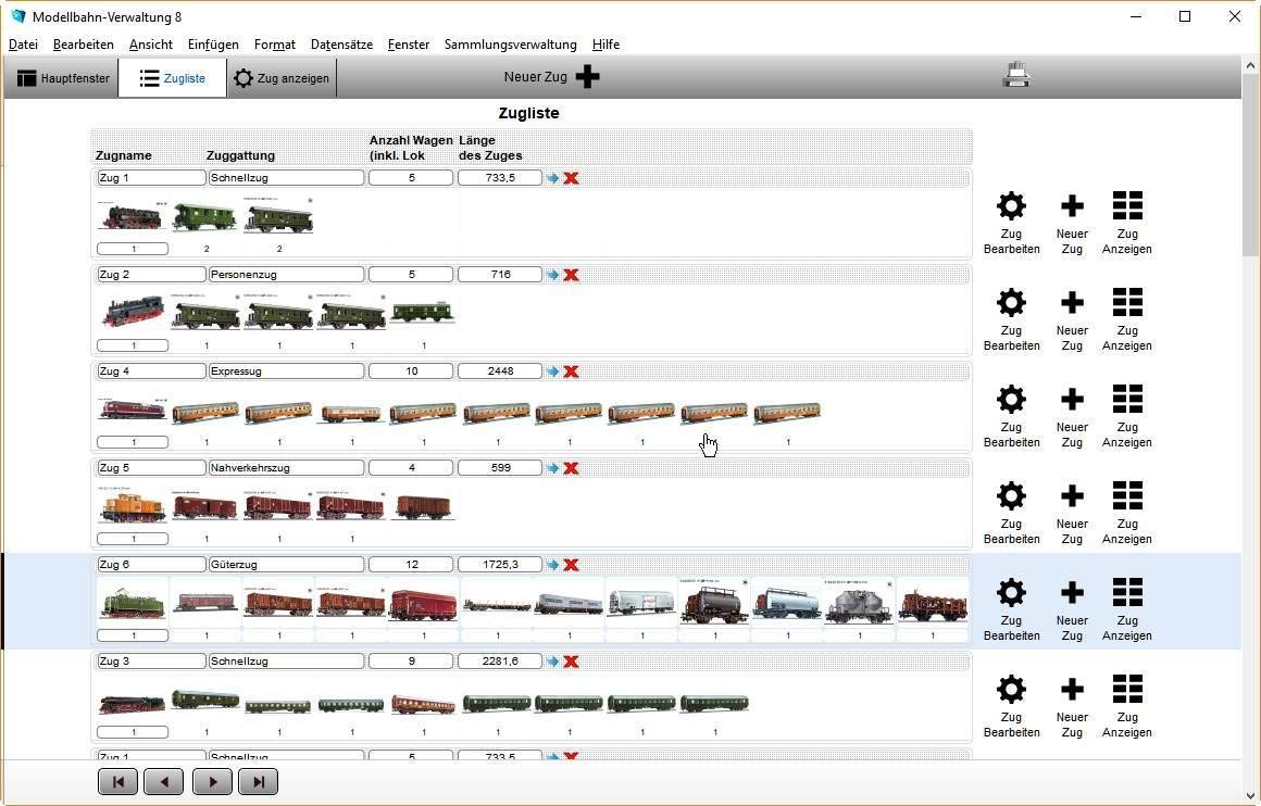 GS Modellbahn-Verwaltung 8 - Software zur Verwaltung von Modellbahnsammlungen - Datenbank Programm für Modellbahnen