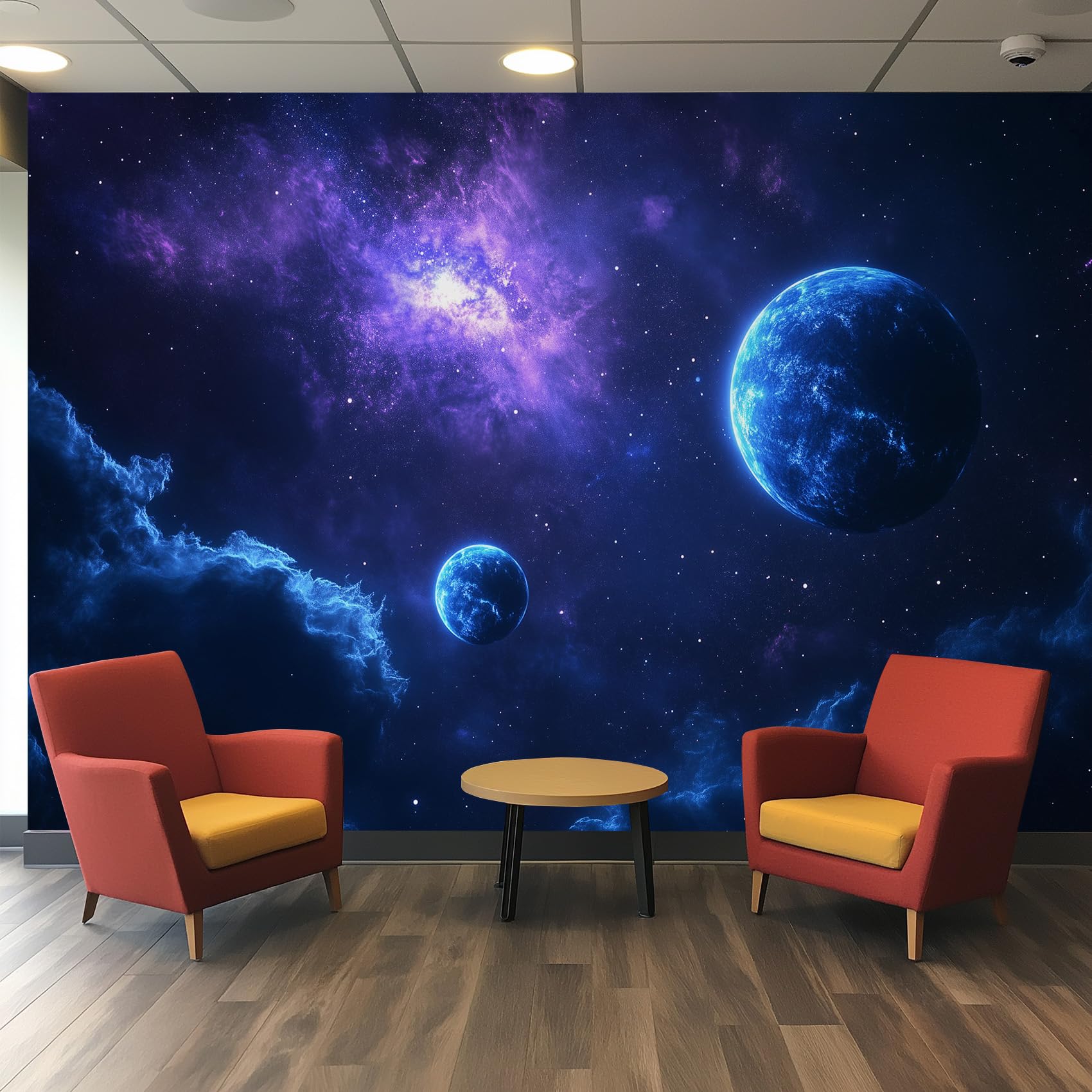 Générique Papier Peint Panoramique Terre Espace Extérieur - Papier Peint Spatial Pourpre Bleu Foncé - Deco Chambre Salon - Fresque Murale - Wallpaper - 450x260 cm B545