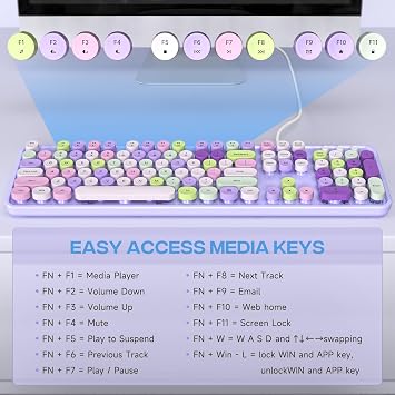 MOWUX Wired Typewriter Keyboard with Foldable Stand + Wireless 18-Key Number Pad Combo for Laptop/Desktop