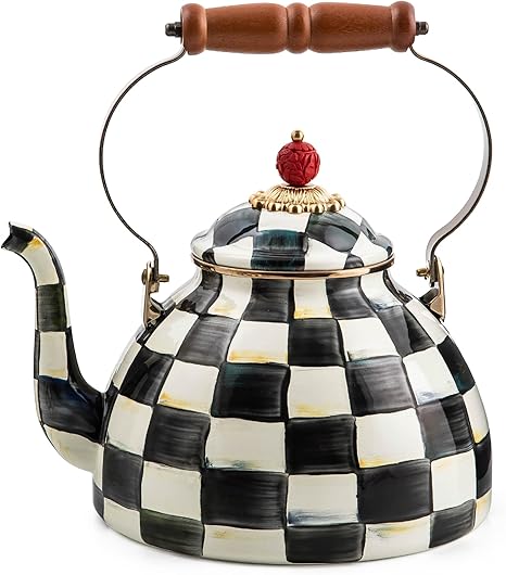 Courtly Check Enamel Tea Kettle - Thumbnail 3