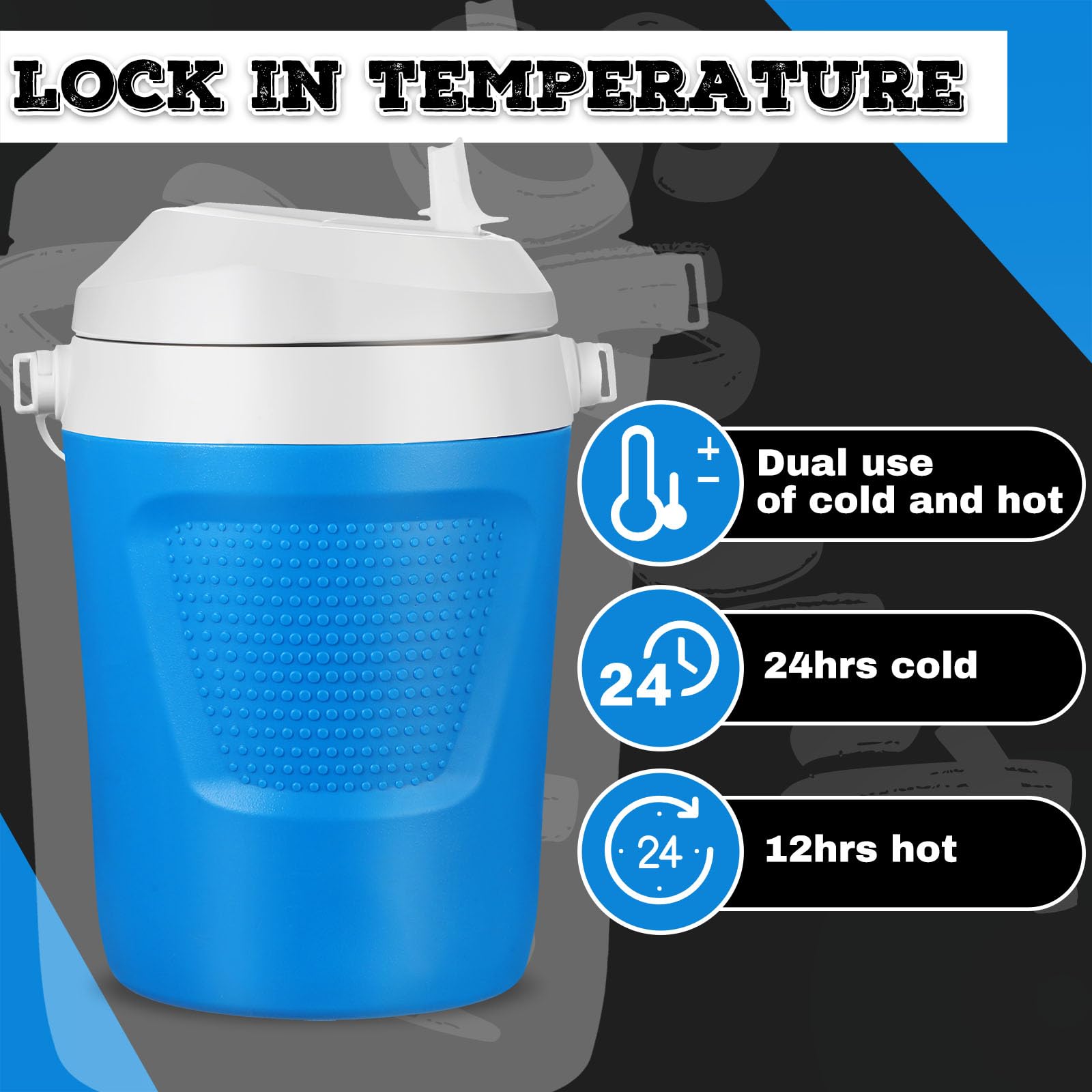 Teenyyou Jarra de agua de 1 galón con asa, botella de agua portátil para béisbol, fútbol, gimnasio, fútbol, camping, playa, deportes, portón trasero, picnic