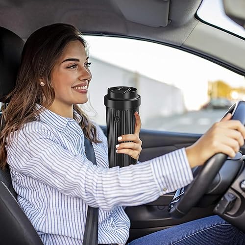 Miniatura 7 de Taza térmica, soporte para taza de automóvil, taza inteligente con un solo toque, taza de café de 12 onzas, botella inteligente de calefacción