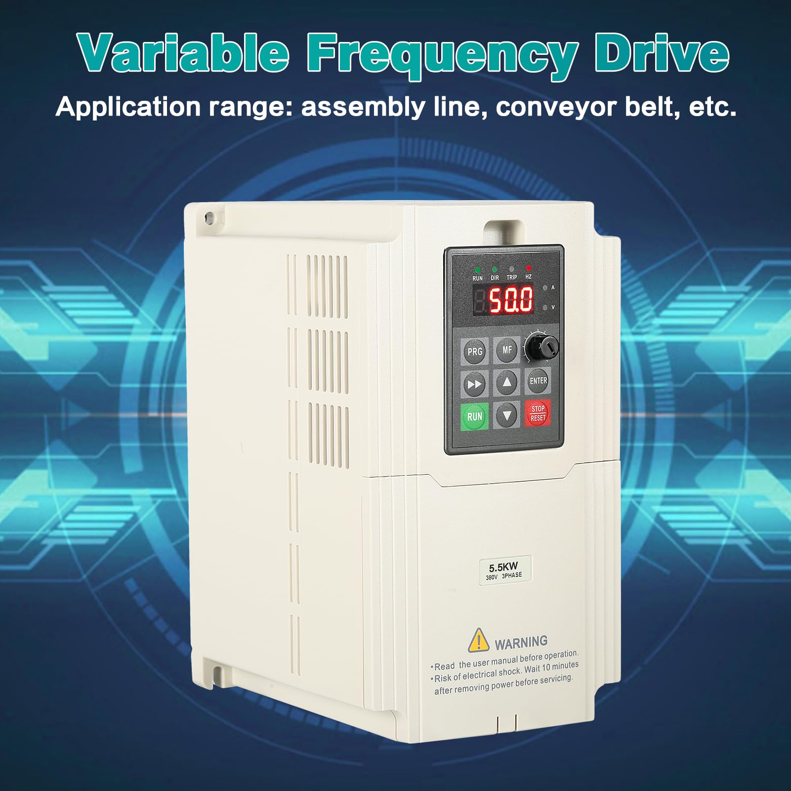 Inverter per Motori Trifase 380V, 5.5KW VFD Convertitore di Frequenza 380V Ingresso Trifase e Uscita Trifase, CNC Variatore di Frequenza 380V Trifase per Controllo Velocità CNC Motore Mandrino
