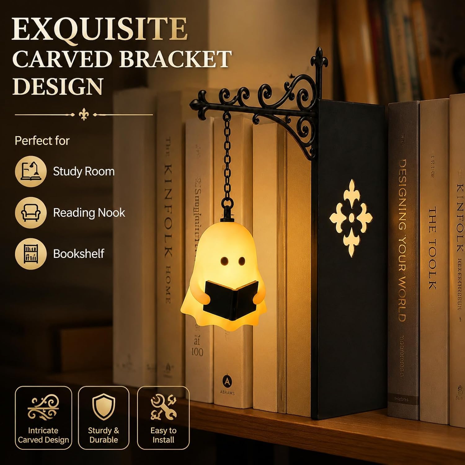 Vintage lampa LED Book Nook z podstawą podpórki na półki