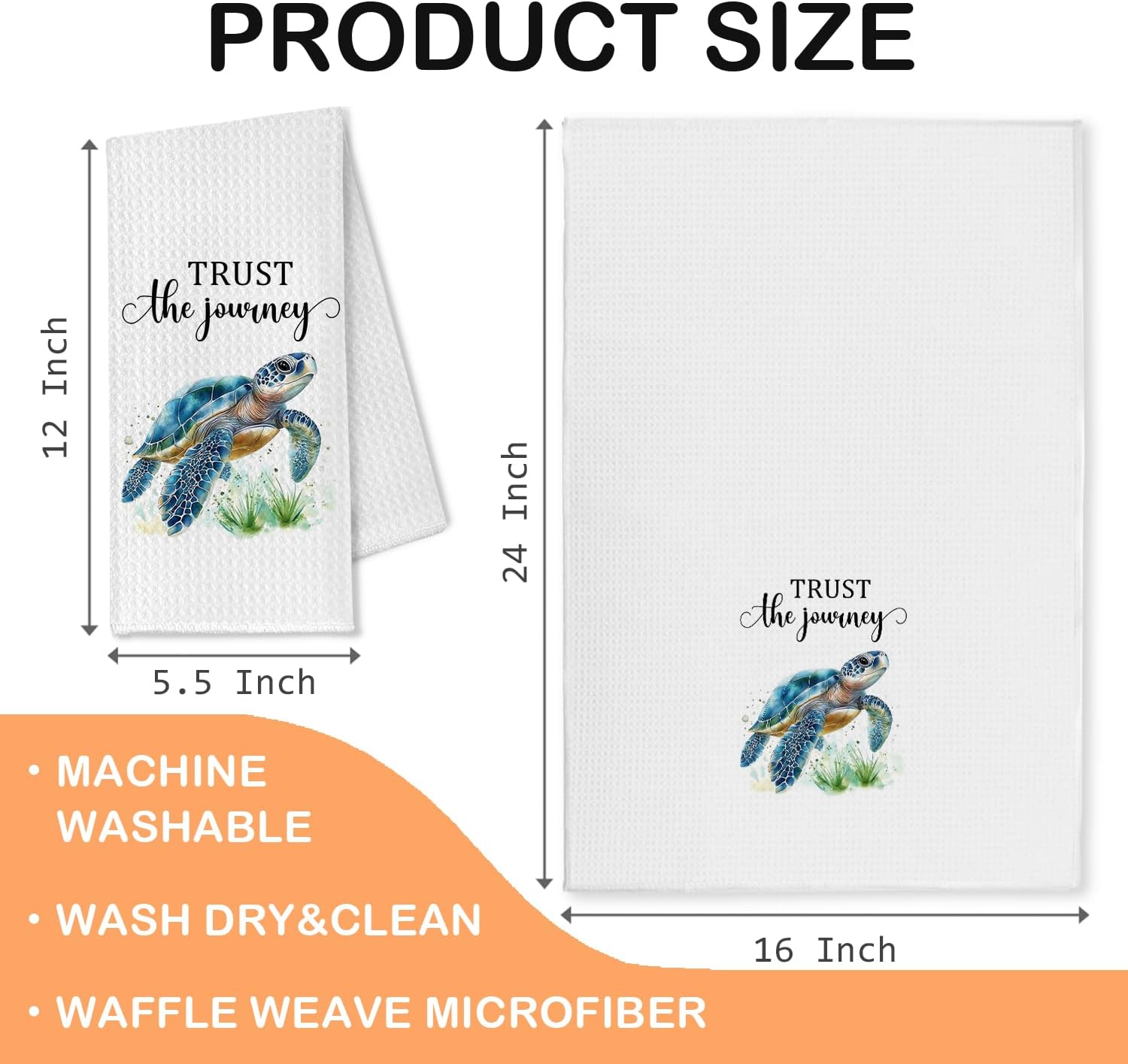 Inspirational Sea Turtle Coastal Beach Kitchen Towels, Ocean Bathroom Decor, Nautical Sea Animal Decorative Dish Tea Hand Towels for Kitchen Bathroom, 16x24 Inch haigui - Image 6