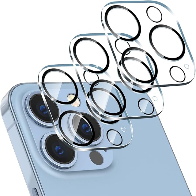 DasMall [3 Pack] Camera Lens Screen Protector Compatible with iPhone 13 Pro 6.1" and iPhone 13 Pro Max 6.7" Ultra Thin Transparent Camera Lens Cover Black Ring HD Clear Scratch Resistant