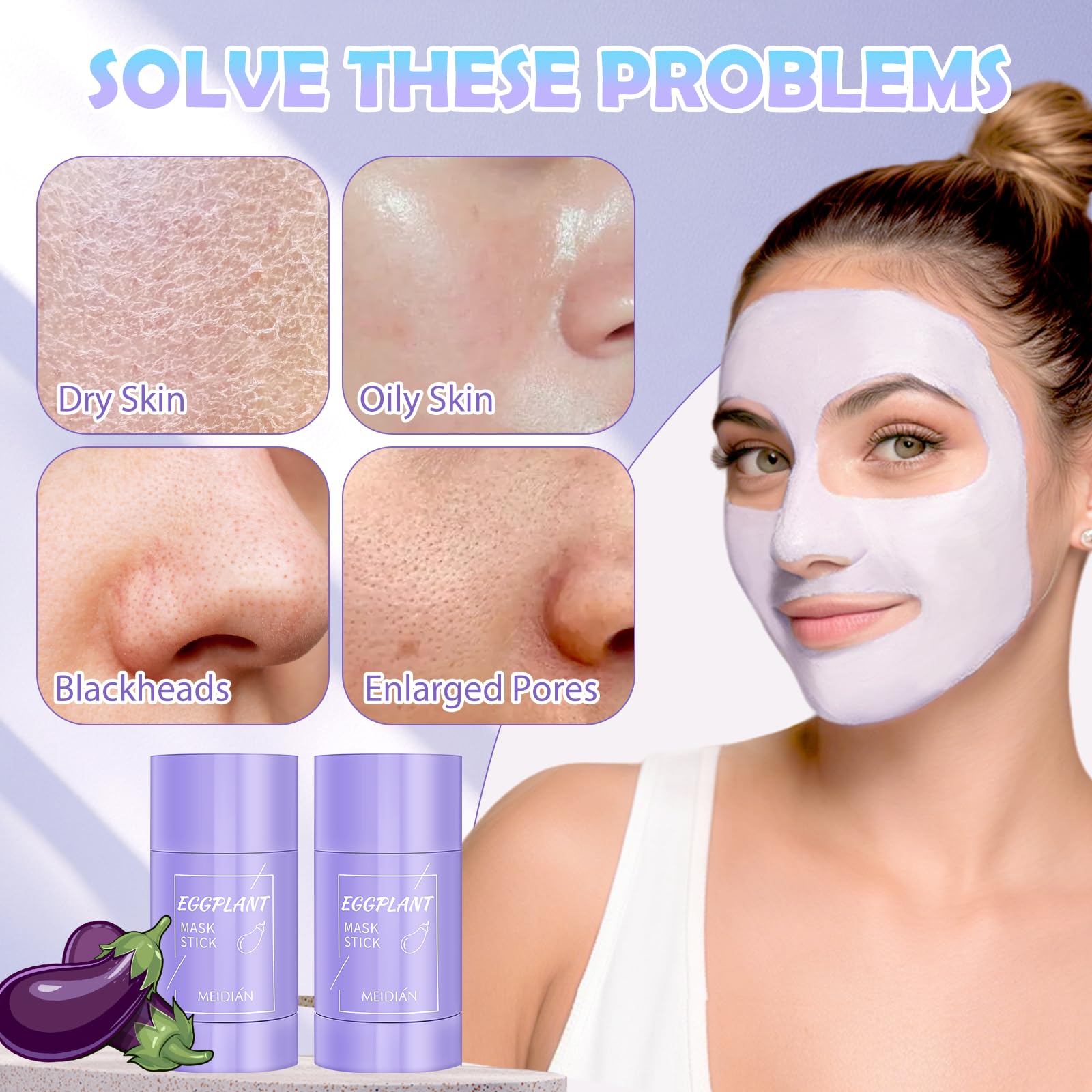 Amazon.com : 2 Pcs Eggplant Mask Stick,Blackhead Remover Mask with