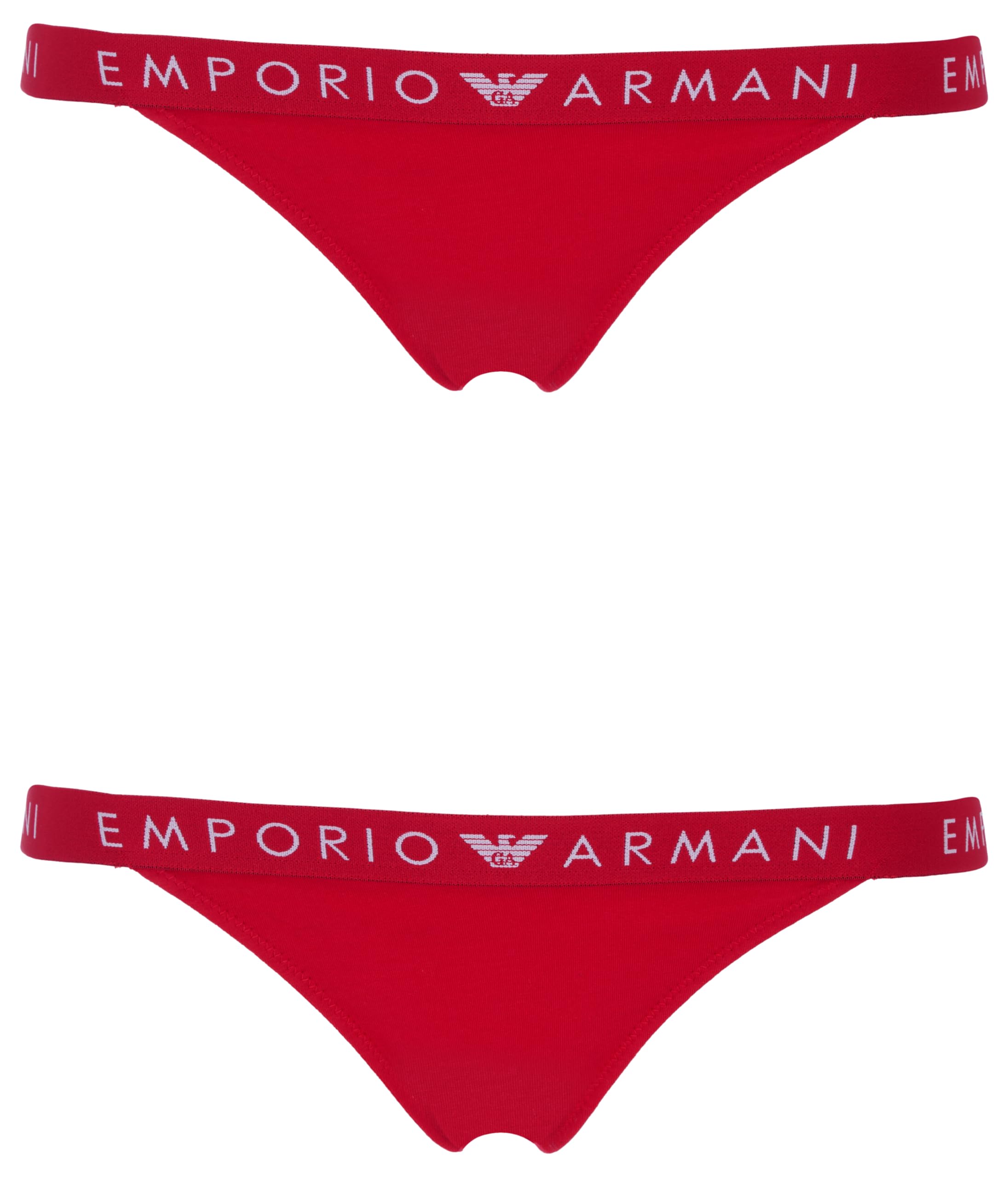 Emporio Armani Women's ICONIC LOGOBAND 2-PACK THONG Thong Panties, ROSSO LACCA,